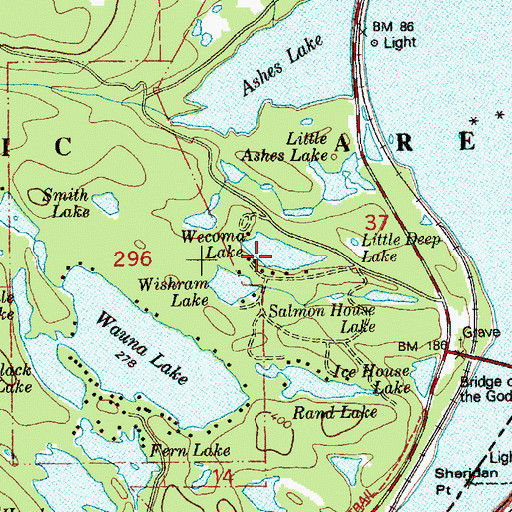 Topographic Map of Wecoma Lake, WA