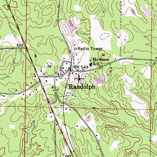 Topographic Map of Randolph Baptist Church, AL