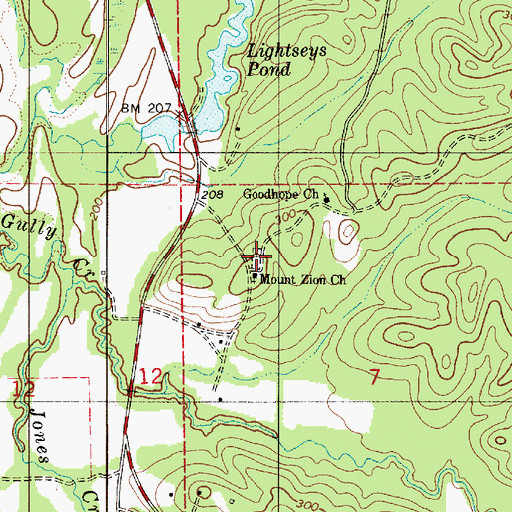 Topographic Map of Mount Zion Cemetery, AL