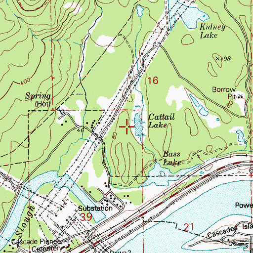 Topographic Map of Cattail Lake, WA