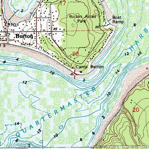 Topographic Map of Camp Burton, WA