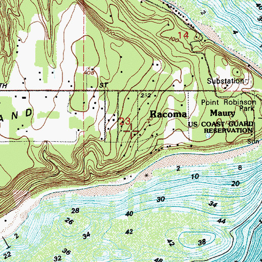 Topographic Map of Racoma, WA
