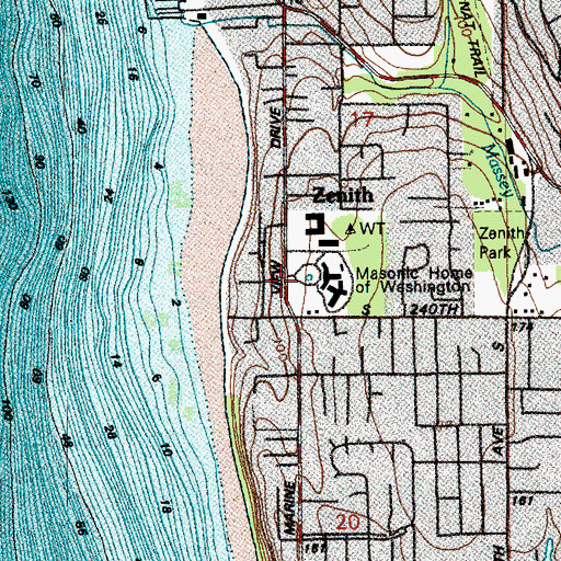 Topographic Map of Masonic Home of Washington, WA
