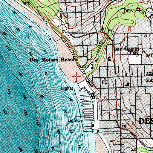 Topographic Map of Des Moines Creek, WA