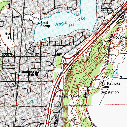 Topographic Map of Angle Lake Interchange, WA