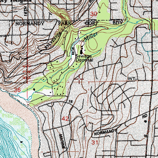 Topographic Map of Normandy Park School, WA