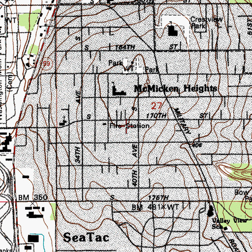 Topographic Map of McMicken Heights, WA