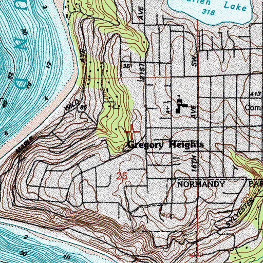 Topographic Map of Gregory Heights, WA