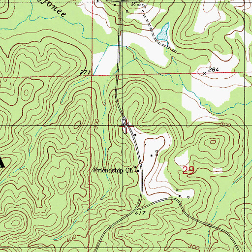 Topographic Map of Friendship Cemetery, AL