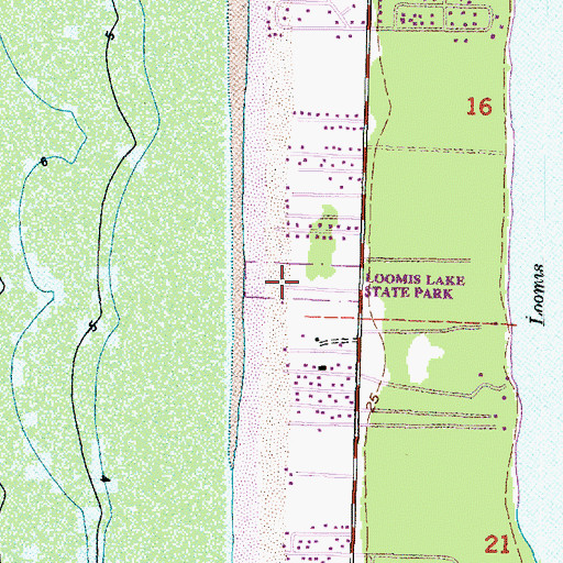 Topographic Map of Loomis Lake State Park, WA