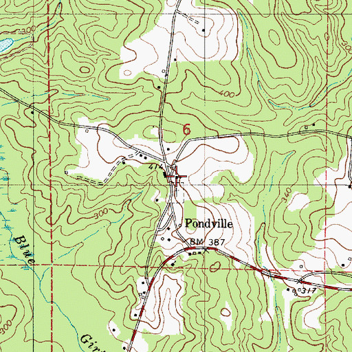 Topographic Map of Pondville United Methodist Church, AL