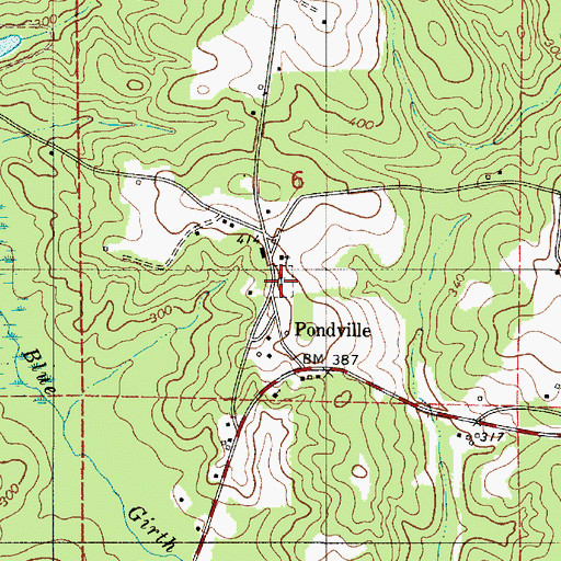 Topographic Map of Pondville Cemetery, AL