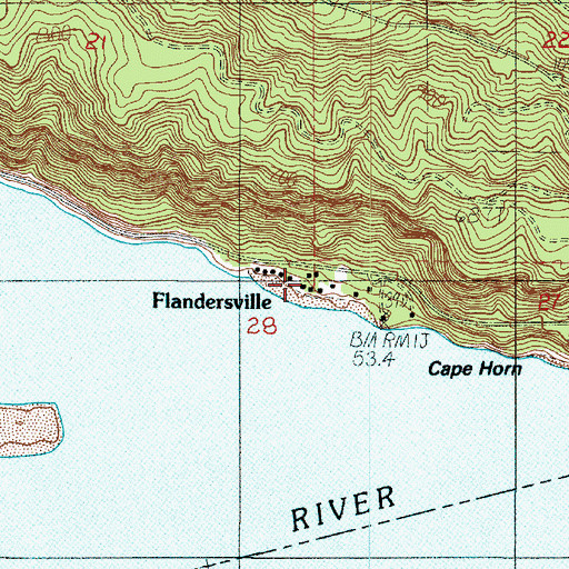 Topographic Map of Flandersville, WA