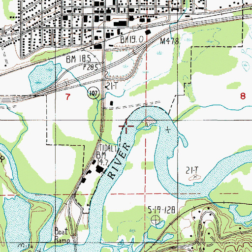 Topographic Map of Cutoff Slough, WA