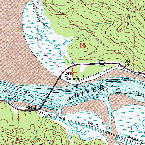 Topographic Map of Mill Ranch, WA