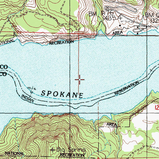 Topographic Map of Spokane River Arm, WA
