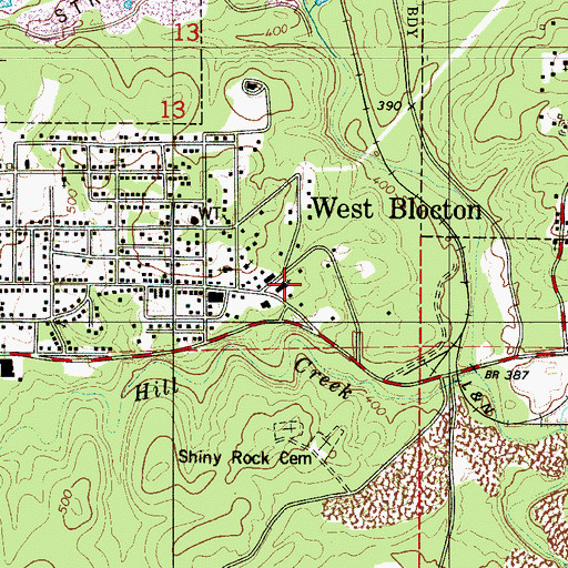 Topographic Map of West Blocton First Baptist Church, AL