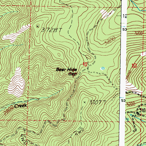 Topographic Map of Bear Hide Gap, WA