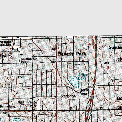 Topographic Map of Beverly Park, WA