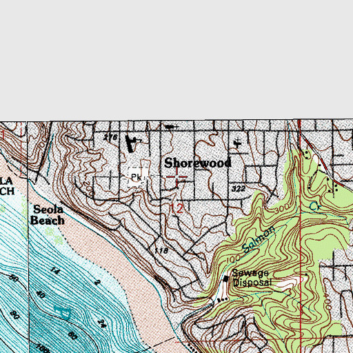Topographic Map of Shorewood, WA