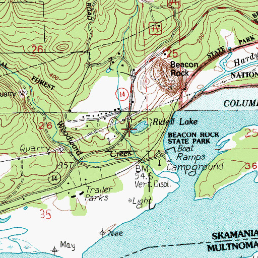 Topographic Map of Ridell Lake, WA