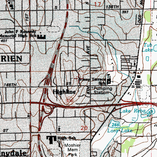 Topographic Map of Highline, WA