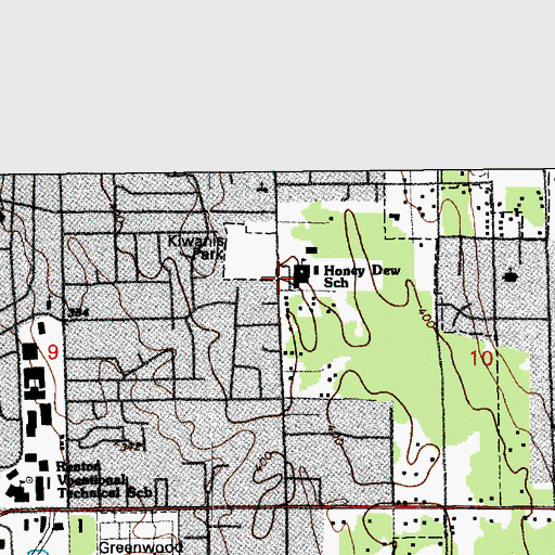Topographic Map of Honey Dew Elementary School, WA