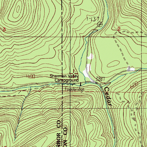 Topographic Map of Sherman Valley Campground, WA