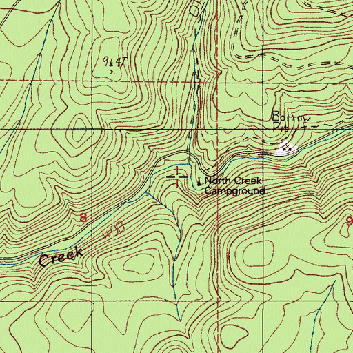 Topographic Map of North Creek Campground, WA