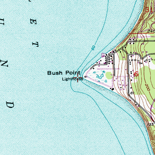Topographic Map of Bush Point Light, WA