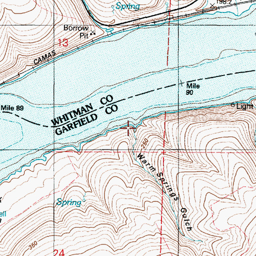 Topographic Map of Warm Springs Gulch, WA
