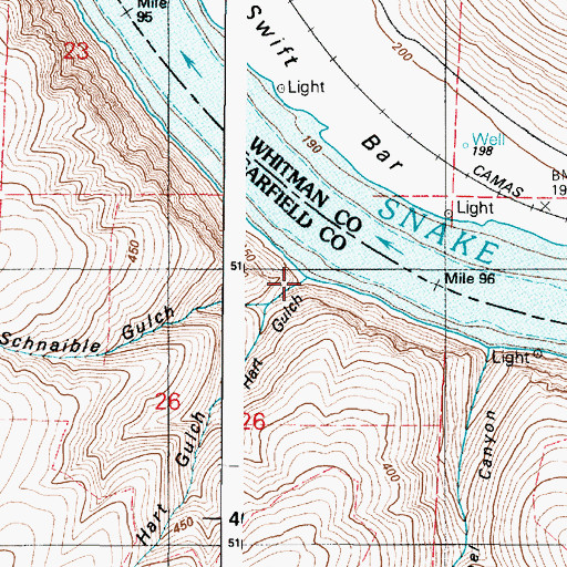 Topographic Map of Hart Gulch, WA