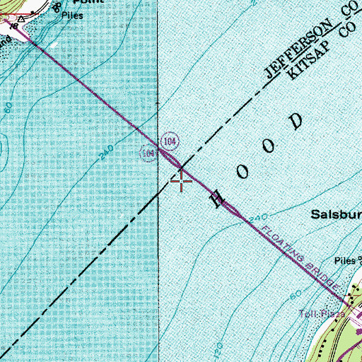Topographic Map of Hood Canal Bridge, WA