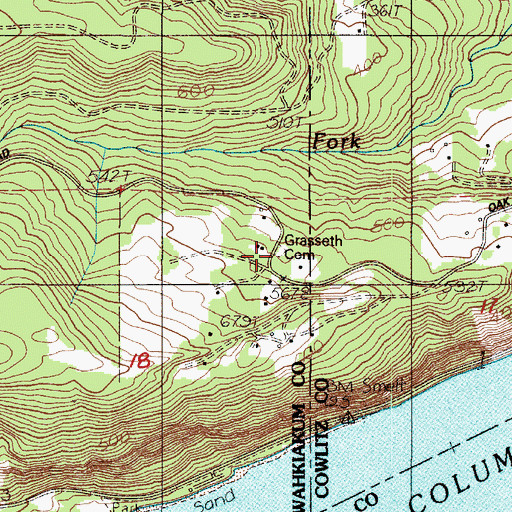 Topographic Map of Grasseth Cemetery, WA