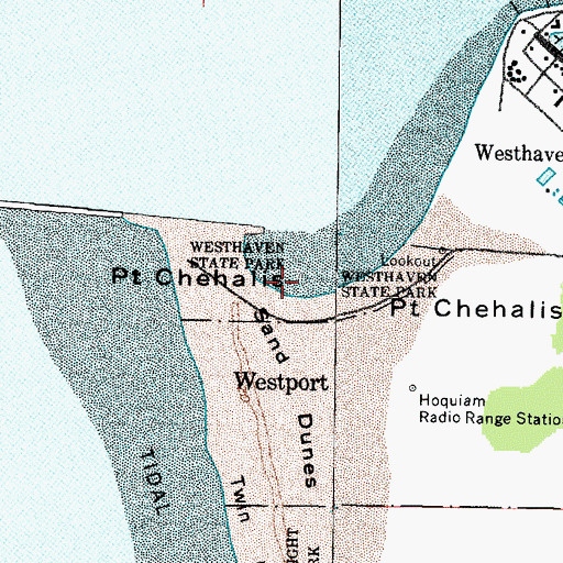 Topographic Map of Westhaven State Park, WA