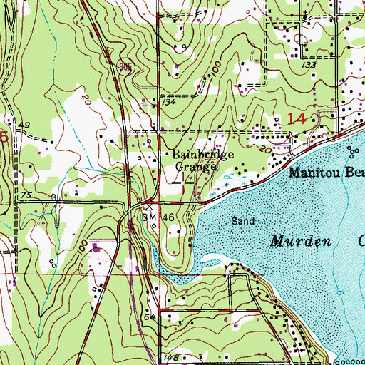 Topographic Map of Bainbridge, WA