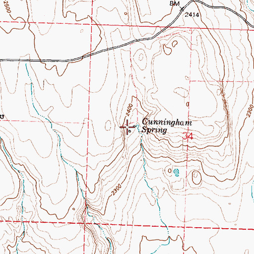 Topographic Map of Cunningham Spring, WA