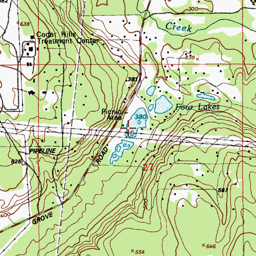 Topographic Map of Four Lakes, WA