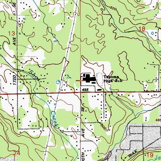 Topographic Map of Tahoma Senior High School, WA