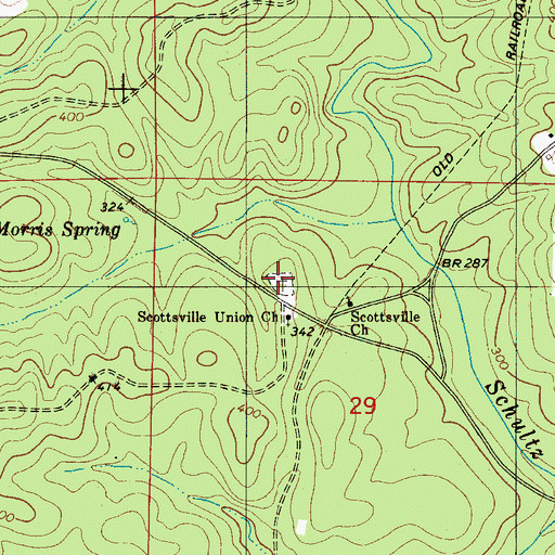 Topographic Map of Scottsville Cemetery, AL