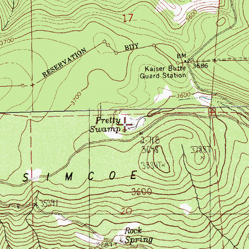 Topographic Map of Pretty Swamp, WA