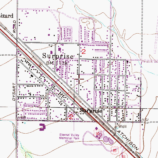 Topographic Map of Surprise Park, AZ