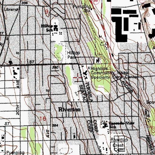 Topographic Map of Riverton General Hospital, WA