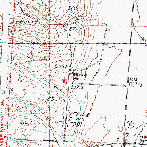 Topographic Map of McGee Well, WA