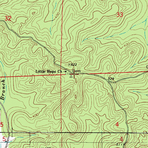 Topographic Map of Little Hope, AL