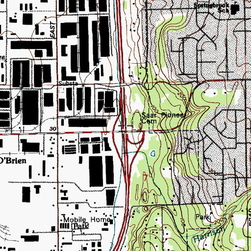 Topographic Map of Saar Pioneer Cemetery, WA