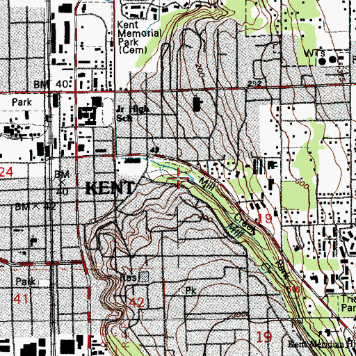 Topographic Map of Mill Creek, WA