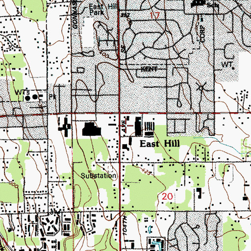 Topographic Map of East Hill, WA