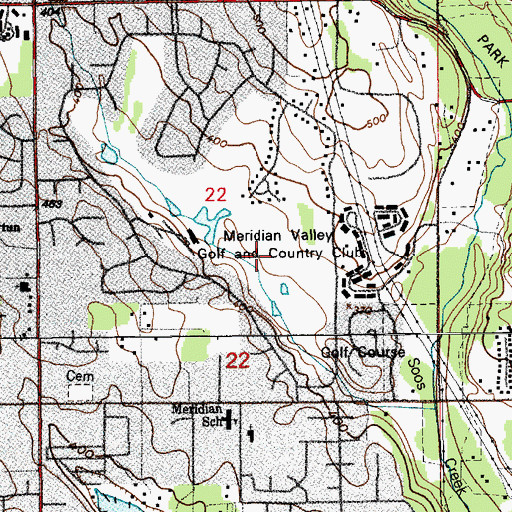 Topographic Map of Meridian Valley Golf and Country Club, WA