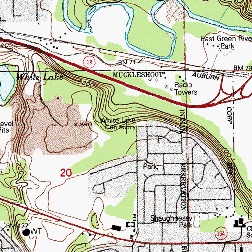 Topographic Map of White Lake Cemetery, WA